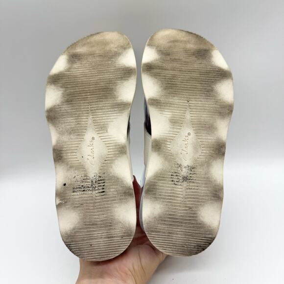 Clarks Womens Brynn Leather Platform Flat Comfort Sandals White Size 8.5 Minimal - Picture 9 of 11